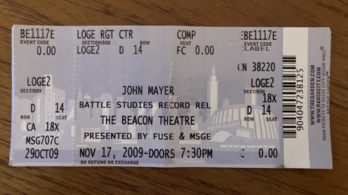 John mayer ticket - mayer, (used)